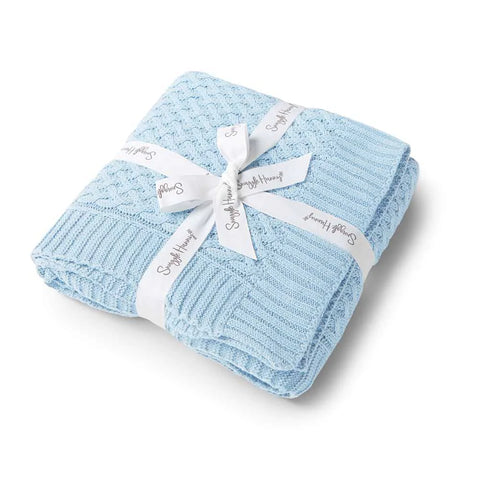 Baby Blue Diamond Knit Organic Baby Blanket - Snuggle Hunny