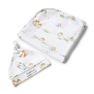 Duck Pond Organic Jersey Wrap & Beanie Set - Snuggle Hunny