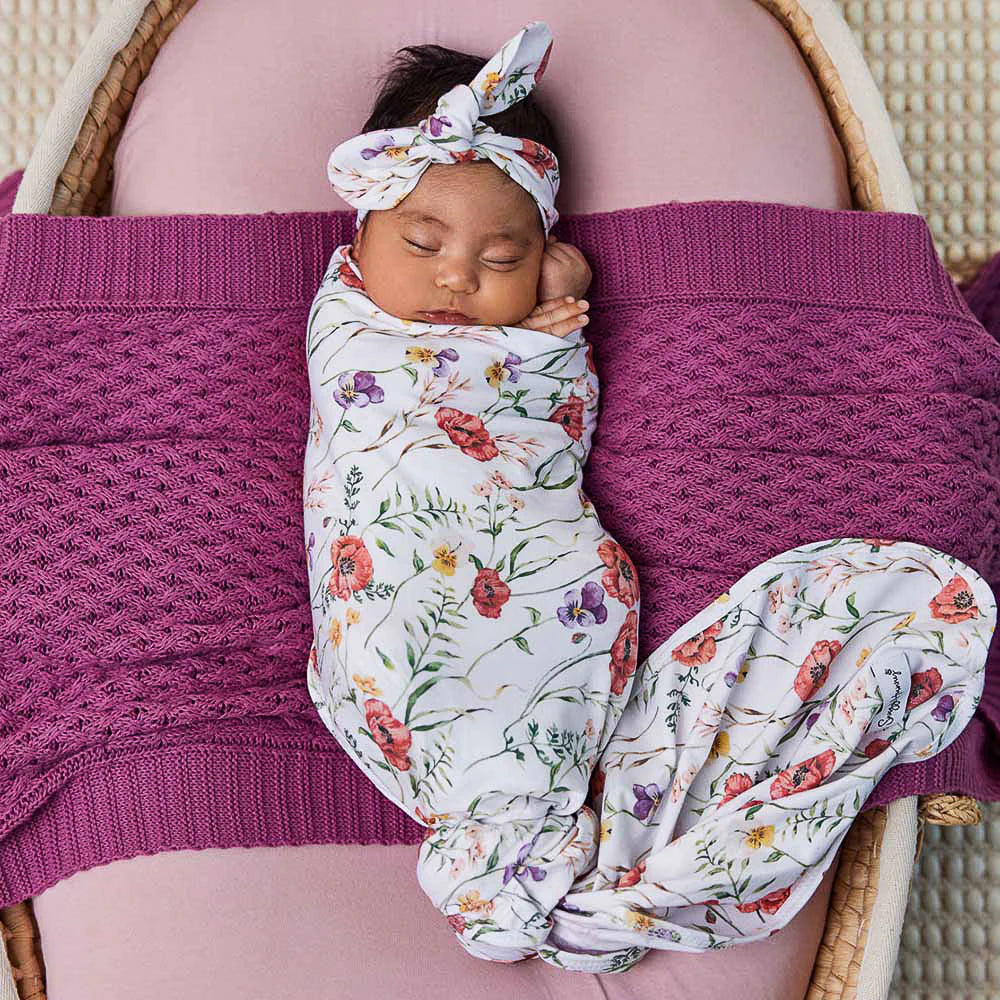 Meadow Organic Jersey Wrap & Topknot Set - Snuggle Hunny