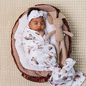 Pony Pals Organic Jersey Wrap & Topknot Set - Snuggle Hunny