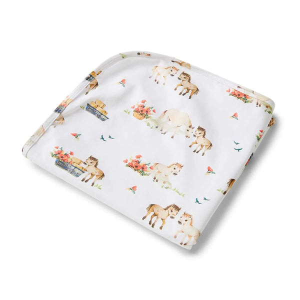 Pony Pals Organic Jersey Wrap & Topknot Set - Snuggle Hunny