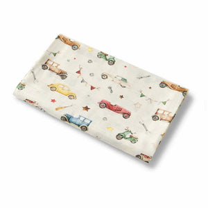 *Vintage Cars Organic Muslin Wrap - Snuggle Hunny - DISCOUNTED