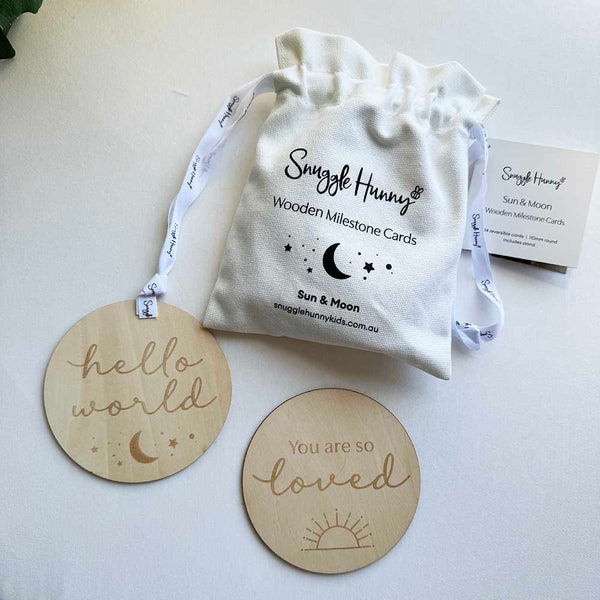 Sun & Moon Wooden Milestone Cards - Snuggle Hunny