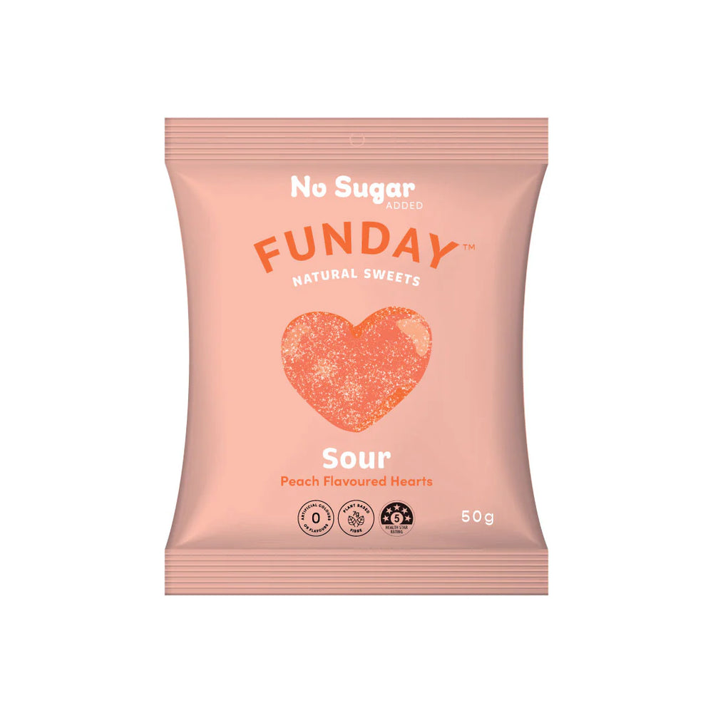 Sour Peach Hearts 50g - Funday Natural Sweets
