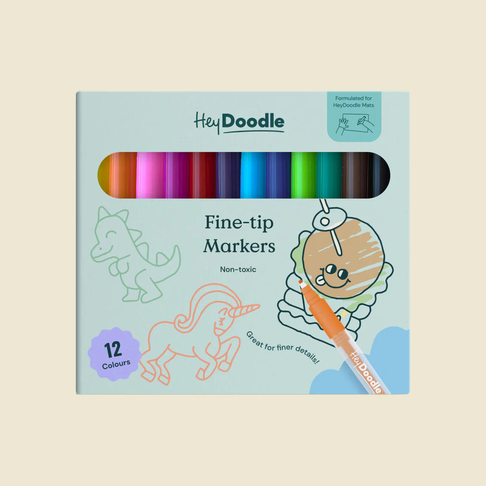 Fine-Tip Colour Markers 12 Pack - Hey Doodle