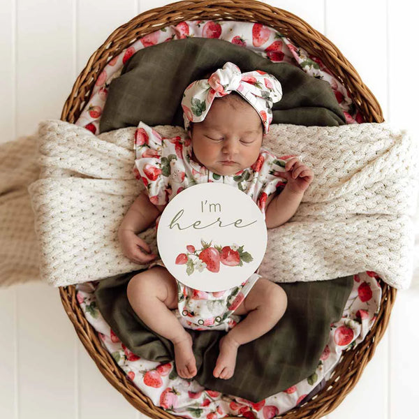 Strawberry Short Sleeve Organic Bodysuit with Frill - Snuggle Hunny