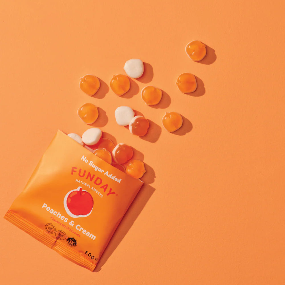 Peaches & Cream Flavoured Gummies 50g  - Funday Natural Sweets