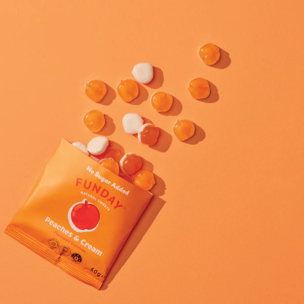 Peaches & Cream Flavoured Gummies 50g  - Funday Natural Sweets