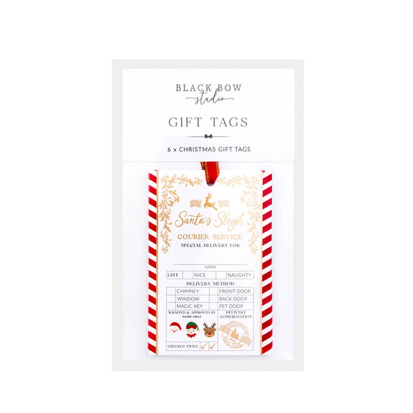 Santa's Sleigh Express Christmas Gift Tags - Set of 6 - Black Bow Studio