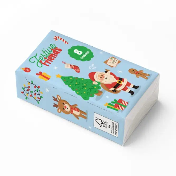 Festive Friends Christmas Pack of 8 Pocket Tissues - Wonder Imports