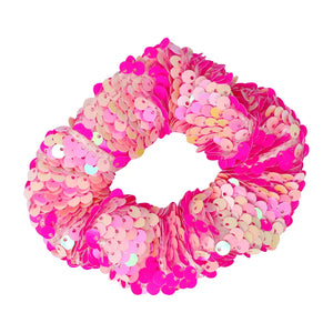 Pink Sequin Hair Scrunchie - Pink Poppy
