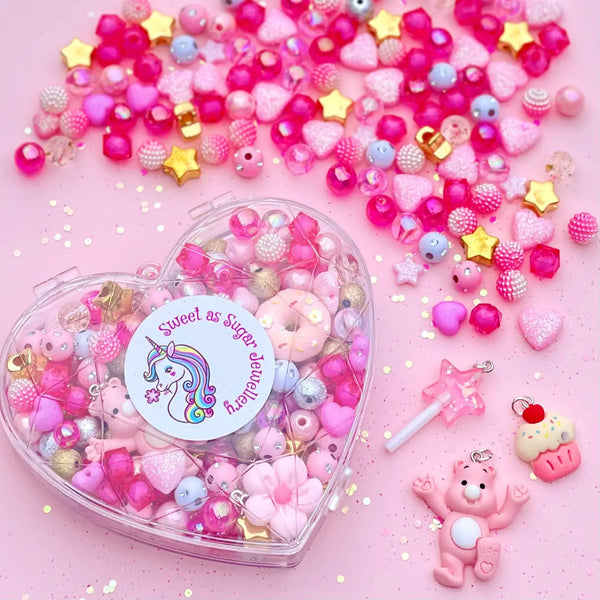 Jewellery Making Kit Pink Heart Shape - Sweet as Sugar Jewellery