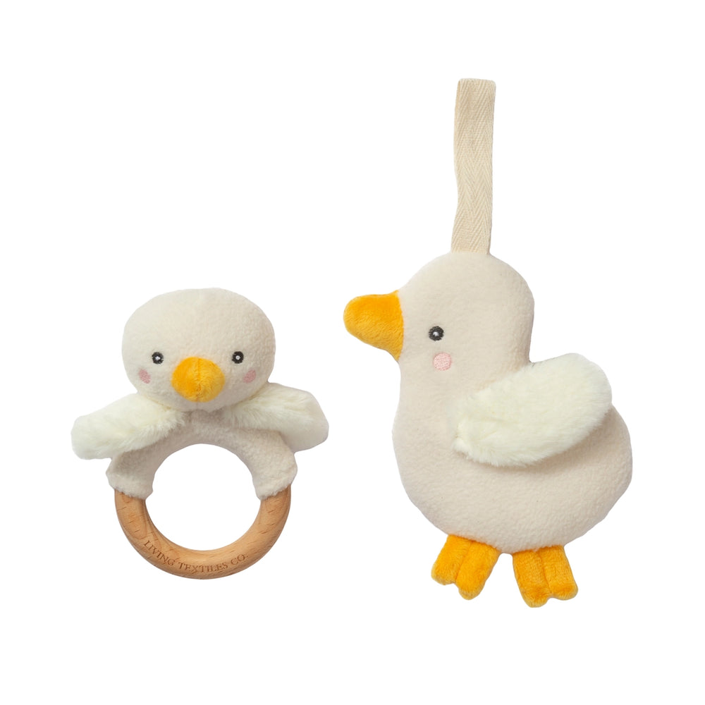 Teething Ring & Dummy Chain Gift Set - Goosey Goosey - Living Textiles