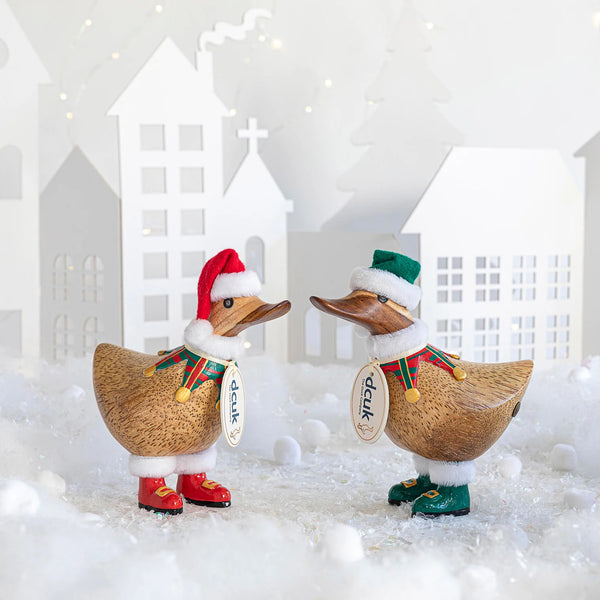 Traditional Wooden Tartan Ducky Elves -DCUK