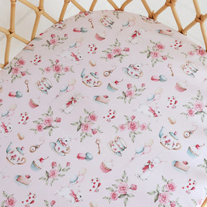 Alice’s Tea Party Organic Bassinet Sheet / Change Pad Cover - Snuggle Hunny