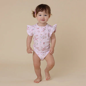 Alice’s Tea Party Short Sleeve Organic Bodysuit - Snuggle Hunny