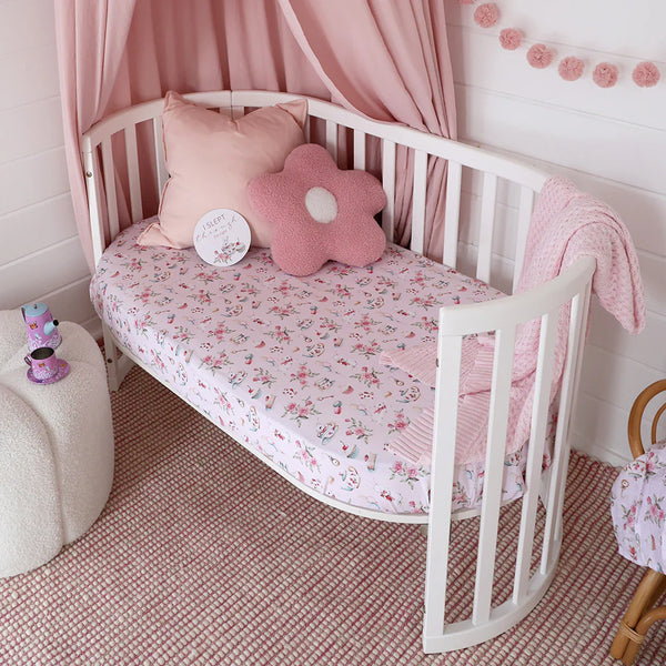 Alice’s Tea Party Organic Fitted Cot Sheet - Snuggle Hunny