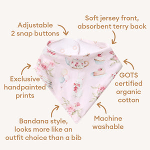 Alice’s Tea Party Organic Dribble Bib - Snuggle Hunny
