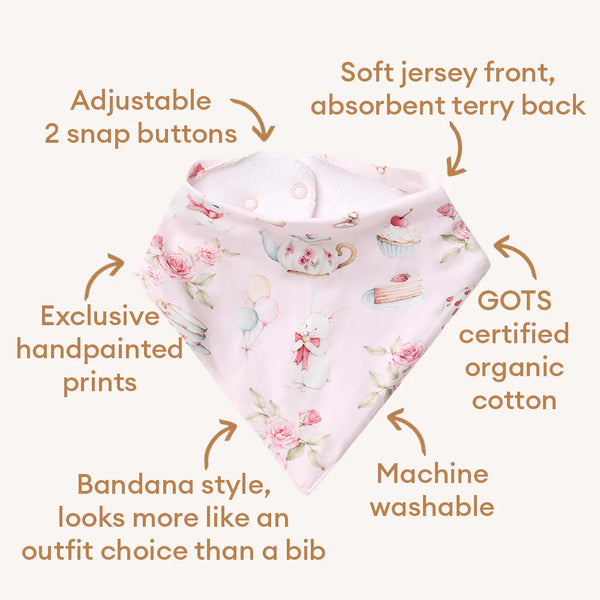 Alice’s Tea Party Organic Dribble Bib - Snuggle Hunny