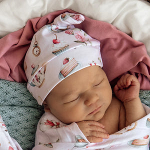 Alice’s Tea Party Organic Knotted Beanie - Snuggle Hunny