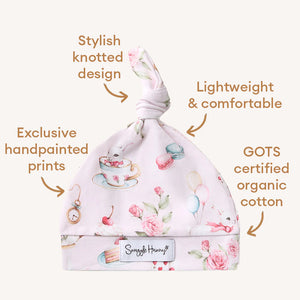 Alice’s Tea Party Organic Knotted Beanie - Snuggle Hunny