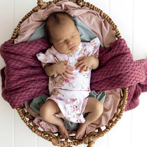 Alice’s Tea Party Short Sleeve Organic Bodysuit - Snuggle Hunny