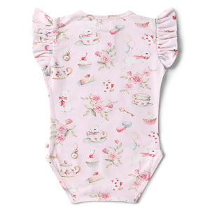 Alice’s Tea Party Short Sleeve Organic Bodysuit - Snuggle Hunny