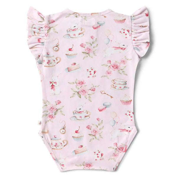 Alice’s Tea Party Short Sleeve Organic Bodysuit - Snuggle Hunny