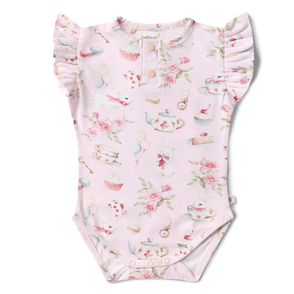Alice’s Tea Party Short Sleeve Organic Bodysuit - Snuggle Hunny
