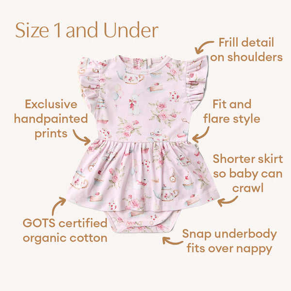 Alice’s Tea Party Short Sleeve Organic Dress - Snuggle Hunny