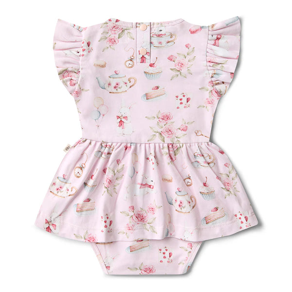 Alice’s Tea Party Short Sleeve Organic Dress - Snuggle Hunny