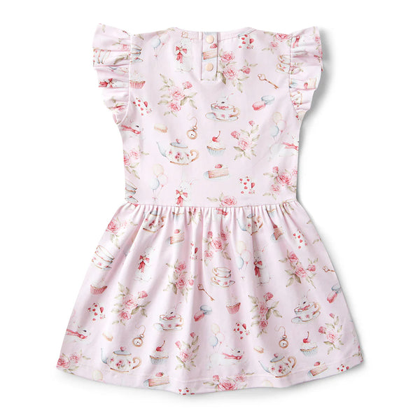 Alice’s Tea Party Short Sleeve Organic Dress - Snuggle Hunny