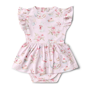 Alice’s Tea Party Short Sleeve Organic Dress - Snuggle Hunny