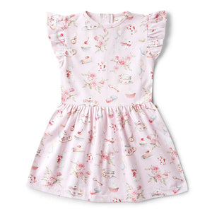 Alice’s Tea Party Short Sleeve Organic Dress - Snuggle Hunny