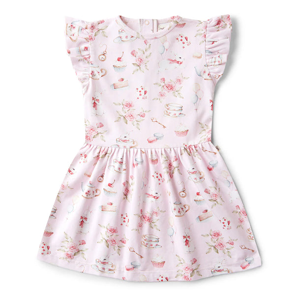 Alice’s Tea Party Short Sleeve Organic Dress - Snuggle Hunny