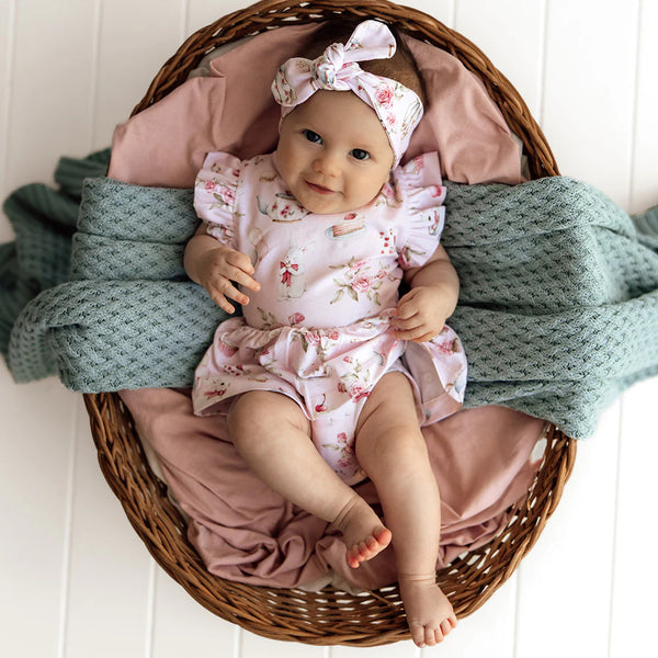 Alice’s Tea Party Short Sleeve Organic Dress - Snuggle Hunny