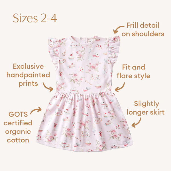 Alice’s Tea Party Short Sleeve Organic Dress - Snuggle Hunny