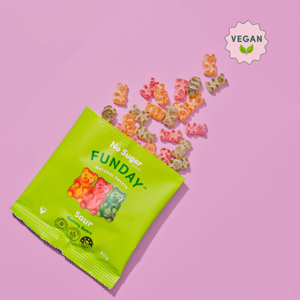 Sour Vegan Gummy Bears 50g  - Funday Natural Sweets