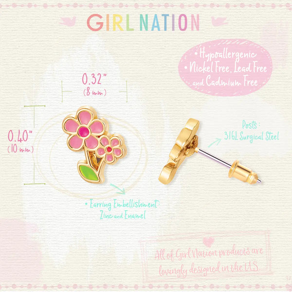 Little Pink Flower - Cutie Stud Earrings For Children - Girl Nation