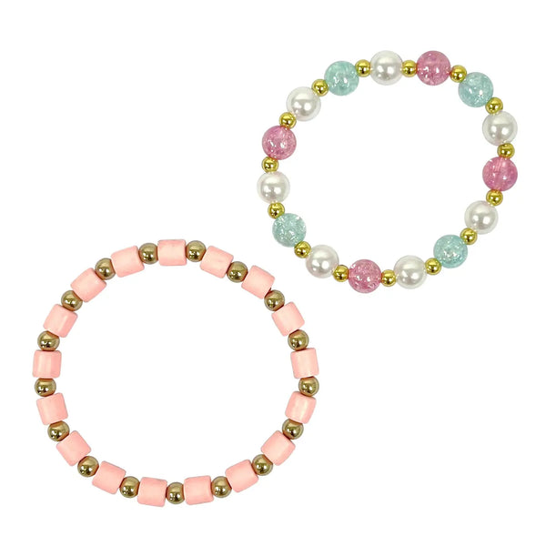 Pink and Gold Bracelet Set - Pink Poppy