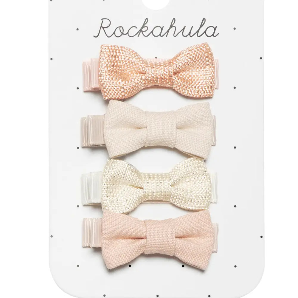 Linen Mini Bow Clips - Rockahula Kids