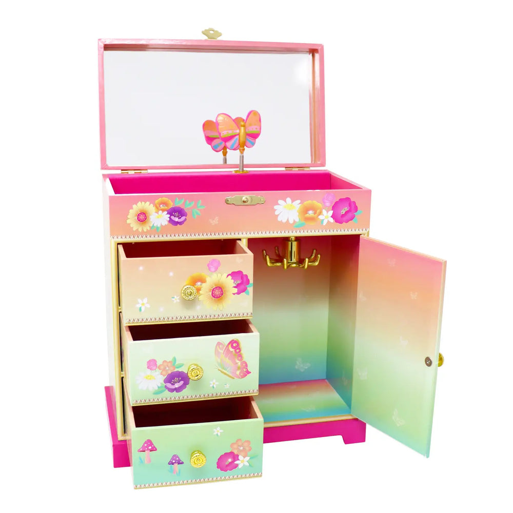 Rainbow Butterfly Large Music Box - Pink Poppy