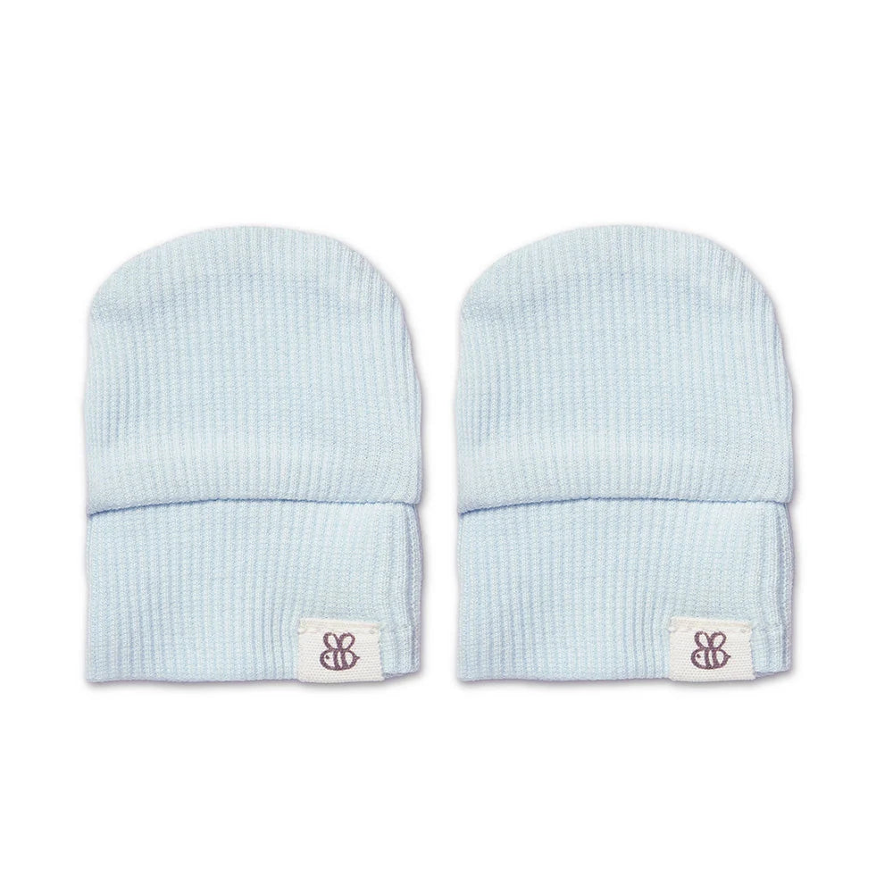 Baby Blue Organic Cotton Rib Mittens - Snuggle Hunny