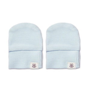 Baby Blue Organic Cotton Rib Mittens - Snuggle Hunny