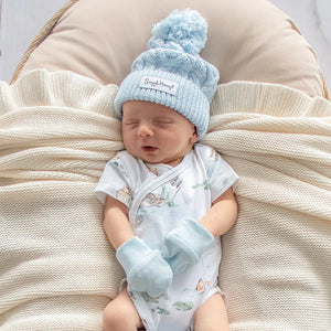 Baby Blue Organic Cotton Rib Mittens - Snuggle Hunny