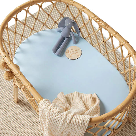 Baby Blue Organic Bassinet Sheet / Change Pad Cover - Snuggle Hunny