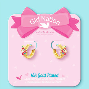 Unicorn Earlets | 18K Gold Plated Girls Huggie Earrings - Girl Nation