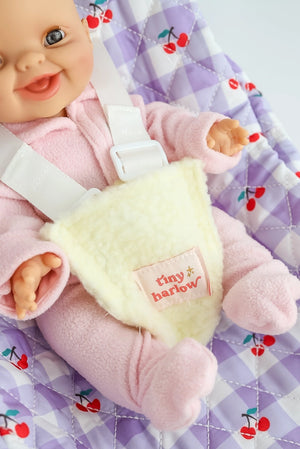 Dolls Car Seat Capsule - Cherry Gingham - Tiny Harlow