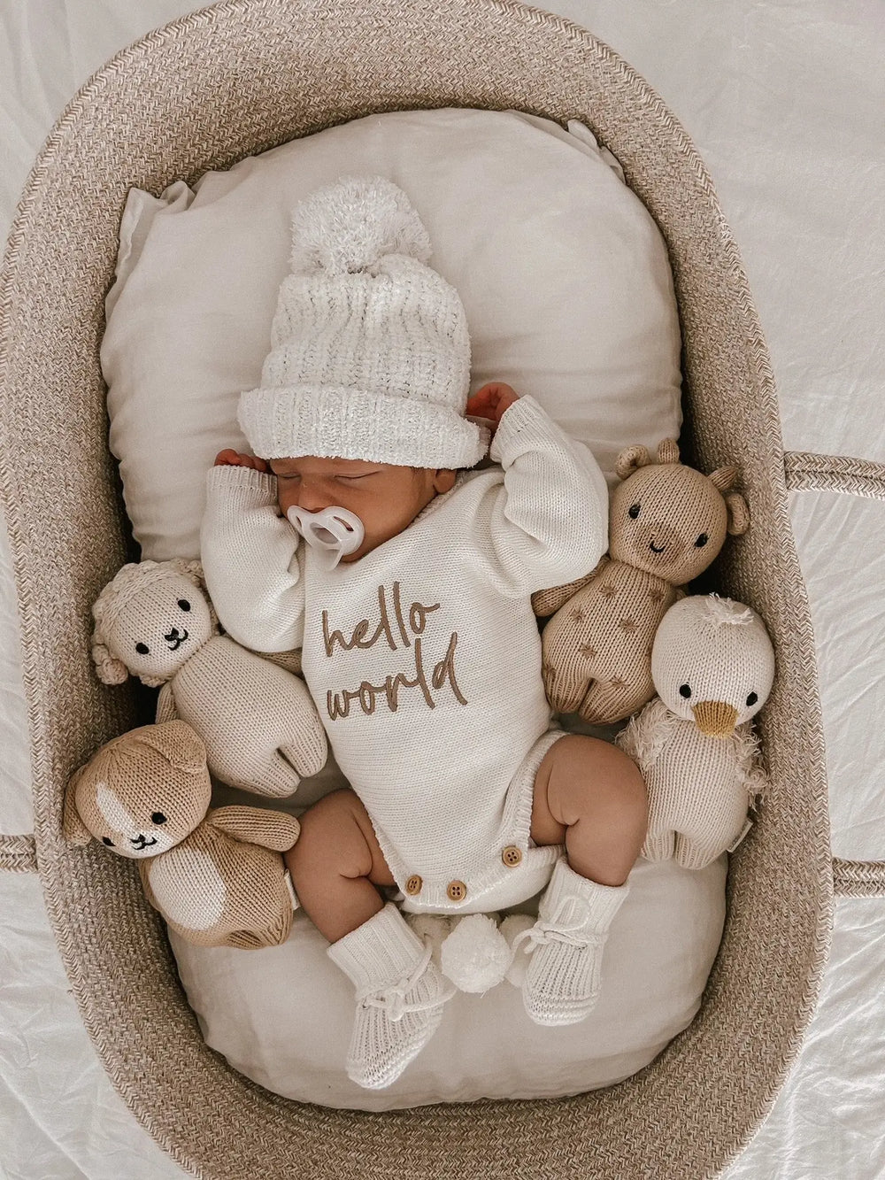 Hello World - Classic Birth Announcement Romper | Milk - Petite & Co