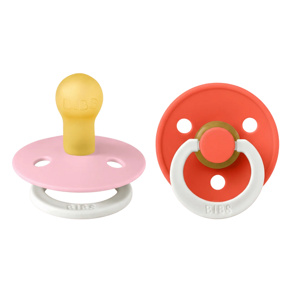 Bibs Dummies - Size One - Night Glow Baby Pink/Tango - BIBS Denmark